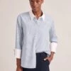 Seymour Organic Cotton Shirt - Blue White Stripe -The Modern Femme Sales 1RSHT S74 SEYMOUR BLUEWHITESTRIPE LS 1165