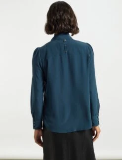 Bianca Blouse With Scarf - Petrol Blue -The Modern Femme Sales AU21 B124 BIANCA PETROL BLUE LS 1054