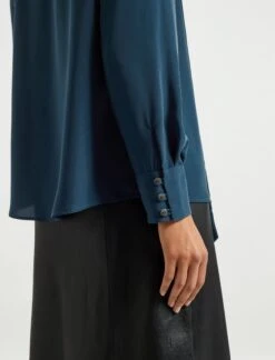 Bianca Blouse With Scarf - Petrol Blue -The Modern Femme Sales AU21 B124 BIANCA PETROL BLUE LS 1058