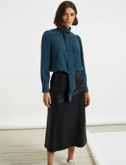 Bianca Blouse With Scarf - Petrol Blue -The Modern Femme Sales AU21 B124 BIANCA PETROL BLUE LS 1065