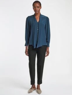 Carla Blouse With Scarf - Petrol Blue -The Modern Femme Sales AU21 B125 CARLA PETROL BLUE LS 15357