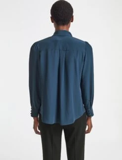Carla Blouse With Scarf - Petrol Blue -The Modern Femme Sales AU21 B125 CARLA PETROL BLUE LS 15412