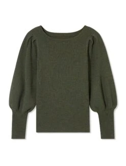 Eva Wool Boat Neck Jumper - Khaki -The Modern Femme Sales AU21 K29 EVA KHAKI CO