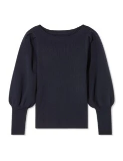 Eva Wool Boat Neck Jumper - Navy -The Modern Femme Sales AU21 K29 EVA NAVY CO 3213