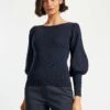 Eva Wool Boat Neck Jumper - Navy