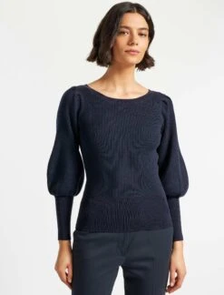 Eva Wool Boat Neck Jumper - Navy -The Modern Femme Sales AU21 K29 EVA NAVY LS 6654