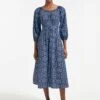 Ingrid Organic Cotton Maxi Dress - Blue Shibori Print -The Modern Femme Sales AU22 D447 INGRID BLUESHIBORI PRINT LS 351