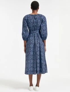 Ingrid Organic Cotton Maxi Dress - Blue Shibori Print -The Modern Femme Sales AU22 D447 INGRID BLUESHIBORI PRINT LS 386