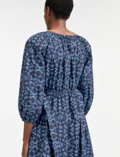 Ingrid Organic Cotton Maxi Dress - Blue Shibori Print -The Modern Femme Sales AU22 D447 INGRID BLUESHIBORI PRINT LS 387