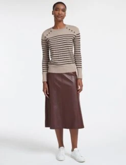 Hailey Wool Jumper - Beige Black Stripe -The Modern Femme Sales AU22 K85 HAILEY BEIGE BLACK STRIPE LS 27776