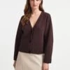 Courtney Wool Boxy Cardigan - Russet Brown