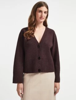 Courtney Wool Boxy Cardigan - Russet Brown -The Modern Femme Sales AU22 K87 COURTNEY RUSSET BROWN LS 1658