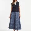 Sawyer Organic Cotton Maxi Skirt - Blue Shibori Print -The Modern Femme Sales AU22 SK118 SAWYER BLUE SHIBORI PRINT LS 870
