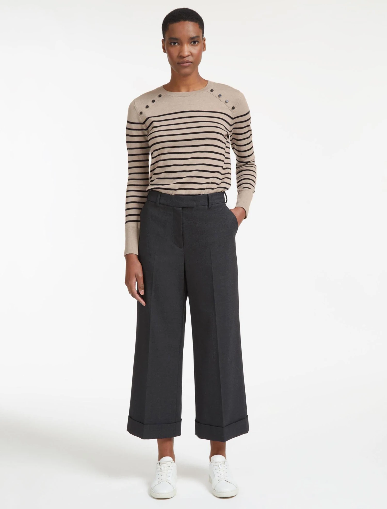 Turner Classic Wool Crop Wide Leg Trouser - Charcoal 3 Turner Classic Wool Crop Wide Leg Trouser - Charcoal