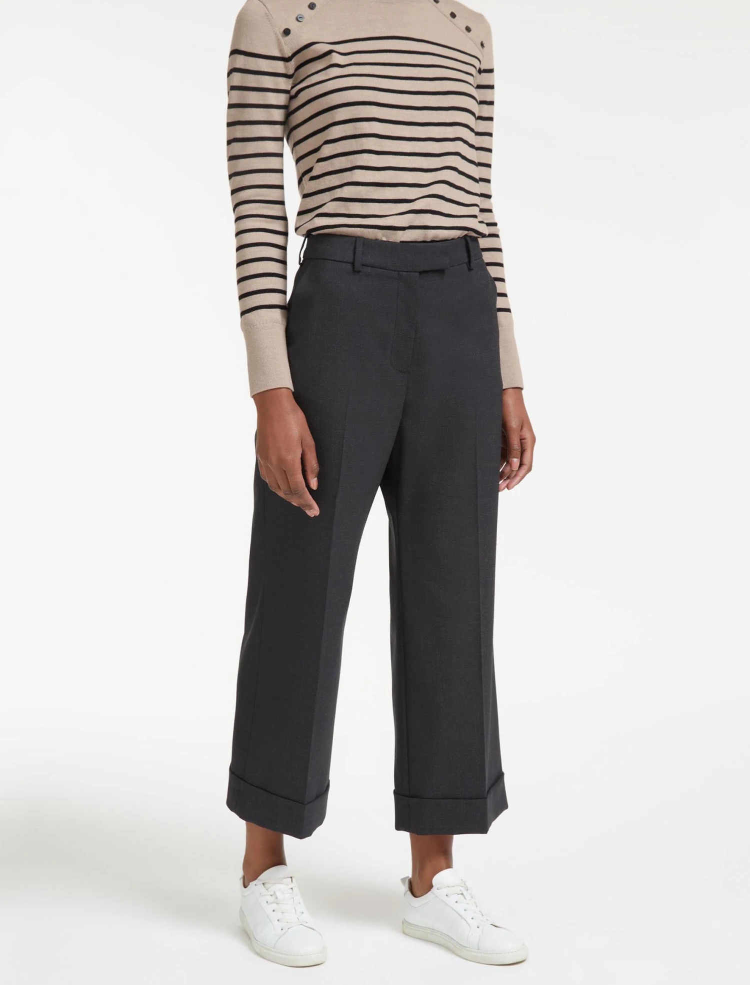 Turner Classic Wool Crop Wide Leg Trouser - Charcoal 4 Turner Classic Wool Crop Wide Leg Trouser - Charcoal - Image 2