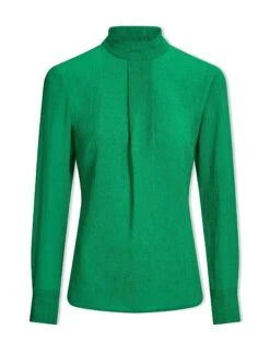 Riley Funnel Neck Blouse - Emerald Green -The Modern Femme Sales AU23 B6 RILEY EMERALDGREEN CO