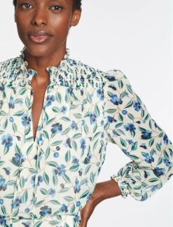 Zoe Maxi Dress - Cream Blue Deco Floral Print -The Modern Femme Sales AU23 D445 ZOE CREAMDECOFLORALPRINT 1642