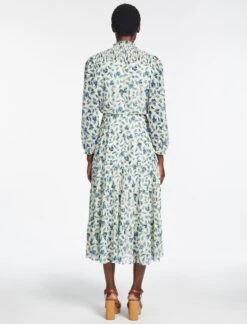 Zoe Maxi Dress - Cream Blue Deco Floral Print -The Modern Femme Sales AU23 D445 ZOE CREAMDECOFLORALPRINT 1654
