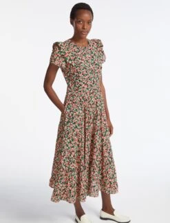 Sawyer Cotton Maxi Dress - Pink Blossom Print -The Modern Femme Sales AU23 D557 SAWYER PINKBLOSSOMPRINT LS 3616