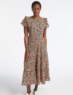 Sawyer Cotton Maxi Dress - Pink Blossom Print -The Modern Femme Sales AU23 D557 SAWYER PINKBLOSSOMPRINT LS 3624