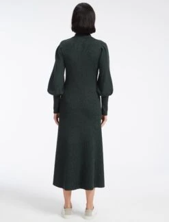 Eva Merino Wool Collared Knit Maxi Dress - Dark Green -The Modern Femme Sales AU23 D558 EVA DARKGREEN LS 12852