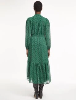 Francesca Midi Dress - Green Rainbow Geo Print -The Modern Femme Sales AU23 D560 FRANCESCA GREEN RAINBOW PRINT LS LS 1139