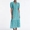 Rebecca Silk Midi Dress - Mint Posy Print -The Modern Femme Sales AU23 D562 REBECCA MINT POSYPRINT LS 4166
