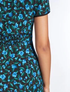 Jacquetta Maxi Dress - Black Blue Deco Floral Print -The Modern Femme Sales AU23 D573 JAQUETTA BLACKBLUEDECOFLORALPRINT LS 3941