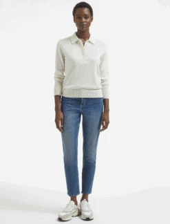 Josie Cashmere Collared Jumper - Cream -The Modern Femme Sales AU23 K142 JOSIE CREAM LS 541