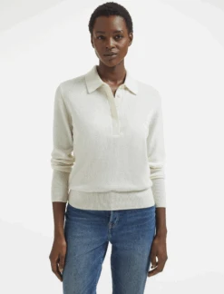 Josie Cashmere Collared Jumper - Cream -The Modern Femme Sales AU23 K142 JOSIE CREAM LS 546