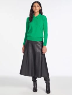 Josie Cashmere Collared Jumper - Emerald Green -The Modern Femme Sales AU23 K142 JOSIE EMERALDGREEN LS 1386