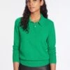Josie Cashmere Collared Jumper - Emerald Green -The Modern Femme Sales AU23 K142 JOSIE EMERALDGREEN LS 1431