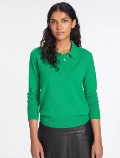 Josie Cashmere Collared Jumper - Emerald Green -The Modern Femme Sales AU23 K142 JOSIE EMERALDGREEN LS 1444