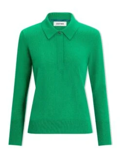 Josie Cashmere Collared Jumper - Emerald Green -The Modern Femme Sales AU23 K142 JOSIE EMERALD GREEN CO