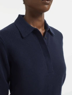 Josie Cashmere Collared Jumper - Navy -The Modern Femme Sales AU23 K142 JOSIE NAVY LS 630