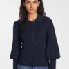 Eva Merino Wool Collared Jumper - Navy