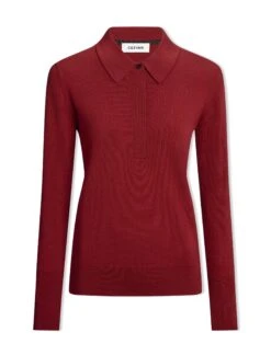 Josie Wool Collared Jumper - Dark Red -The Modern Femme Sales AU23 K24 JOSIE DARKRED CO