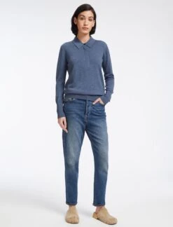 Josie Wool Collared Jumper - Denim Blue -The Modern Femme Sales AU23 K24 JOSIE DENIMBLUE LS 13718