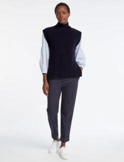 Janice Cashmere Blend Funnel Neck Sleeveless Jumper - Navy -The Modern Femme Sales AU23 K25 JANICE NAVY LS 4256 016e462a 0f20 4311 add2 3bbd2f44bd99