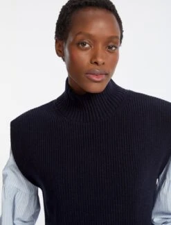 Janice Cashmere Blend Funnel Neck Sleeveless Jumper - Navy -The Modern Femme Sales AU23 K25 JANICE NAVY LS 4321 cdf86acc ac1e 48e6 8e2d 9d05f7d2a0af