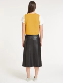 Wesley Cashmere Blend V Neck Waistcoat - Yellow -The Modern Femme Sales AU23 K82 WESLEY YELLOW LS 60152