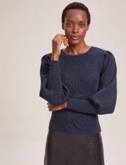 Eva Wool Crew Neck Jumper - Denim Blue -The Modern Femme Sales AU23 K88 EVA DENIMBLUE LS 41419