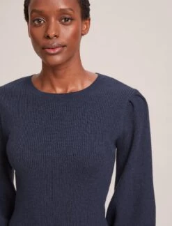 Eva Wool Crew Neck Jumper - Denim Blue -The Modern Femme Sales AU23 K88 EVA DENIMBLUE LS 41450