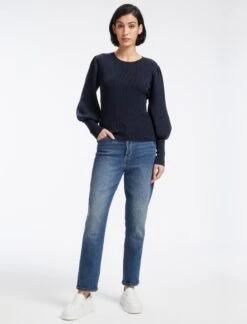 Eva Wool Crew Neck Jumper - Navy -The Modern Femme Sales AU23 K88 EVA NAVY LS 13640