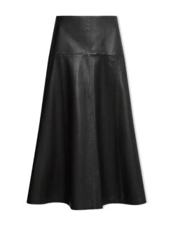 Sierra Leather A Line Maxi Skirt - Black -The Modern Femme Sales AU23 SK166 SIERRA BLACK CO