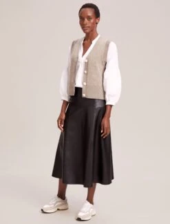 Sierra Leather A Line Maxi Skirt - Black -The Modern Femme Sales AU23 SK166 SIERRA BLACK LS 1497