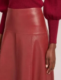 Sierra Leather A Line Maxi Skirt - Red -The Modern Femme Sales AU23 SK166 SIERRA RED LS 40804