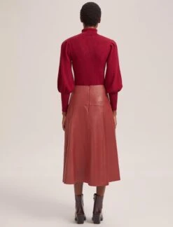 Sierra Leather A Line Maxi Skirt - Red -The Modern Femme Sales AU23 SK166 SIERRA RED LS 40815