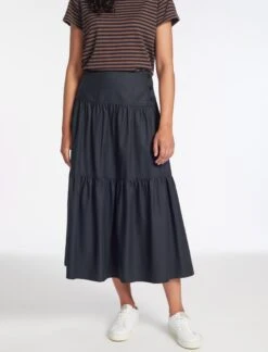 Sylvia Cotton Twill Maxi Skirt - Navy -The Modern Femme Sales AU23 SK170 SYLVIA NAVY LS 507