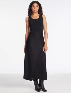 Layla Wool Maxi Wrap Skirt - Black -The Modern Femme Sales AU23 SK LAYLA BLACK LS 222